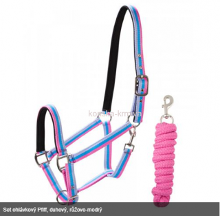 Ohlávkový set duhový PONY růžovo-modrý